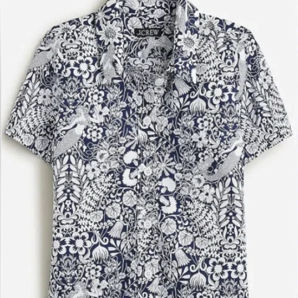 J. Crew Gamine Cotton Poplin Shirt in Mermaid Floral NWT